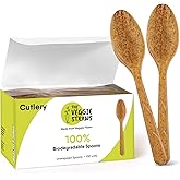Premium Quality100% Biodegradable Spoons Made of Vegetable Fibers, 100 PCS of 6.7” Long Heavy-Duty and Splinter Free Eco-Friendly Spoons, Perfect Sustainable Cutlery for All Types of Occasions