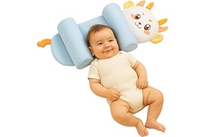 YAMIELO Premium Baby Support Pillow - Organic Cotton Infant Head Cushion for Newborns 0-12 Months Sleeping (Blue B)