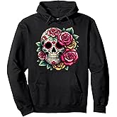 Flower Skull / Sugar Skull Roses for Women Girls, Mens Pullover Hoodie