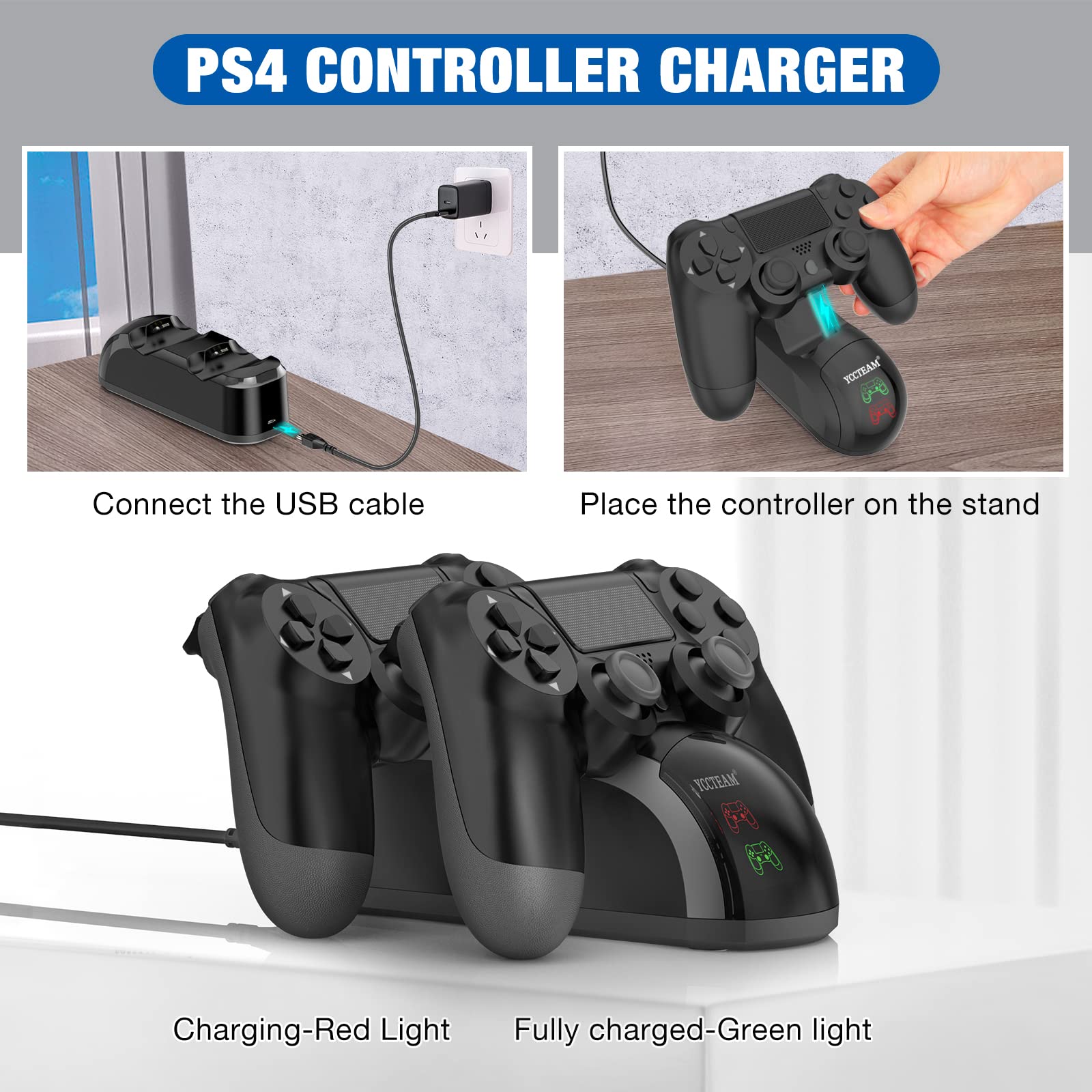 PS4 Controller Charger Dock Station, 1.8 Hrs Fast Charging