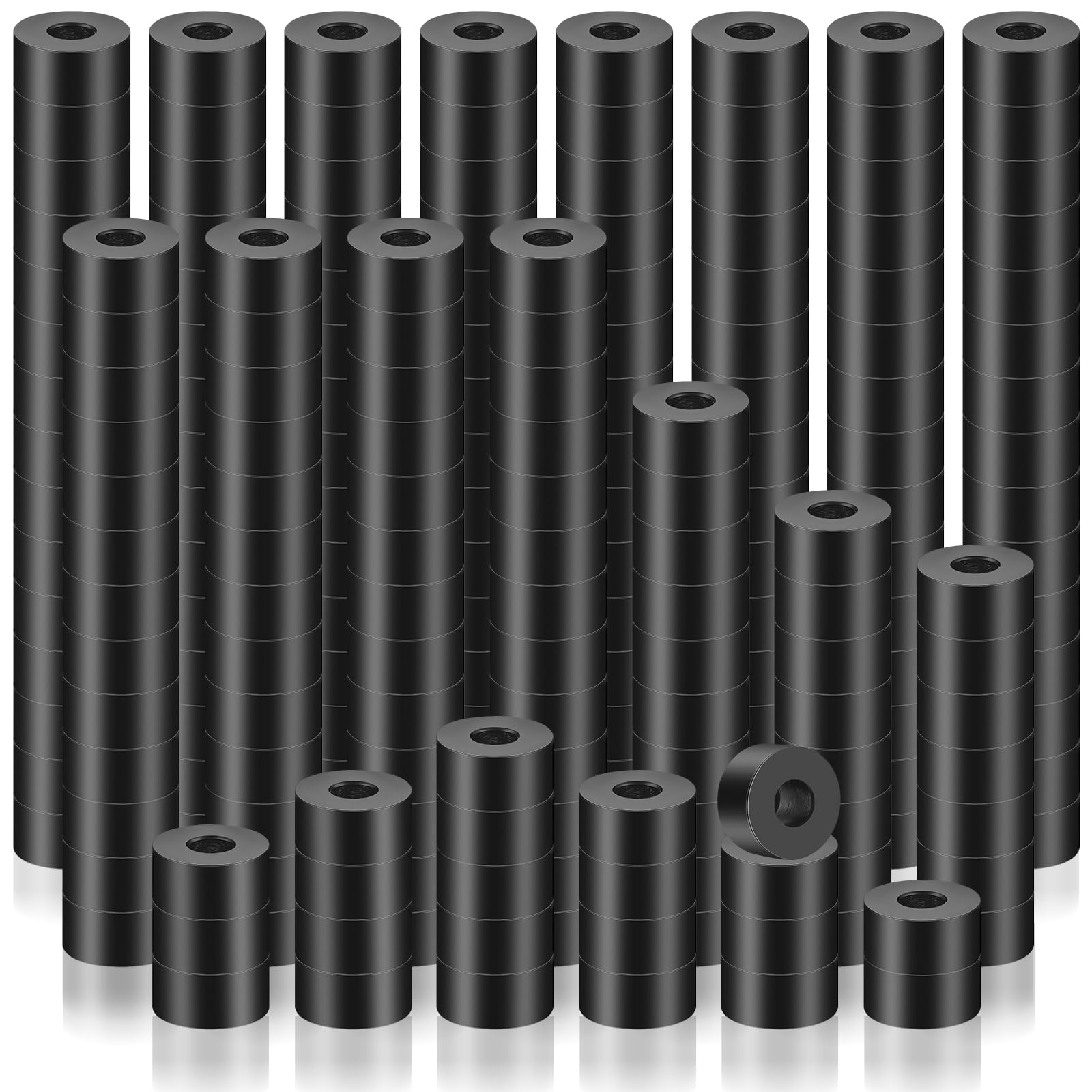 Photo 1 of Pasimy 200 Pcs Black Nylon Spacers 1/4 '' Thick, 1/2 '' OD 0.194 '' ID Round Rubber Plastic Washers Electrical Outlet Screw Spacers for Robotics Electrical Screws, Switch and Receptacle