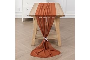 flohar 2Pack 10ft Chiffon Table Runner 29x120 Inch Sheer Romantic Table Runner for Wedding Birthday Party Thangksgiving Christmas Bridal Shower Outdoor Decoration-Rust