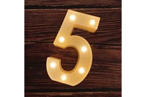 MUMUXI Marquee Light Up Letters | Large Light Up Numbers | Battery Powered and Bright with Every Letter of The Alphabet | for Wedding, Birthday, Party, Celebration, Christmas or Home Decoration (5)