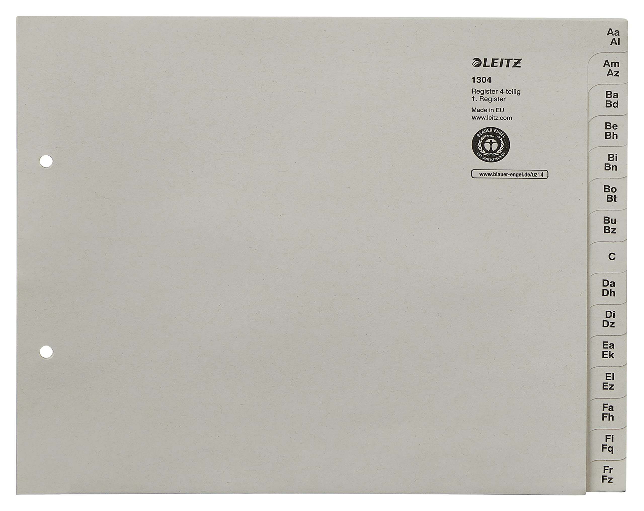 Leitz 13040085 Index Series A-Z A4 Paper for 4 Folders Grey