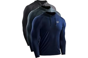 NELEUS Men's Dry Fit Athletic Shirt Workout Running Long Sleeve Shirts with Hoods