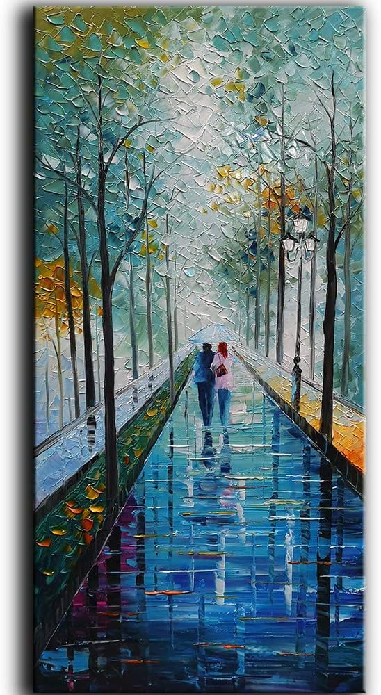 Paintings - Tyed Art- Landscape Oil Painting On Canvas Textured Tree Abstract Contemporary Art Wall Paintings Handmade Painting Home Office Decorations Canvas Wall Art Painting 24x48inch