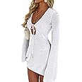ANRABESS Womens Swimsuit Crochet Swim Cover Up Summer Bathing Suit Swimwear Hollow Out Mesh Knit Beach Dress Vacation Outfits