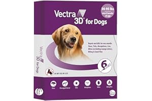 Vectra 3D for Dogs Flea, Tick & Mosquito Treatment & Prevention for Large Dogs (56 to 95 lbs) , 6 month supply
