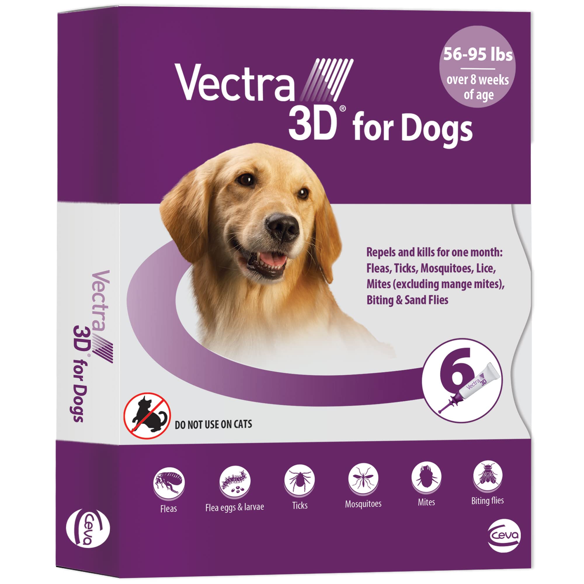 Photo 1 of Vectra 3D for Dogs Flea, Tick & Mosquito Treatment & Prevention for Large Dogs (56 to 95 lbs) , 4 month supply