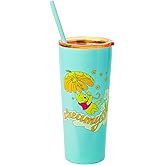 Silver Buffalo Disney Winnie the Pooh Retro Art Dreamy Days Double Walled Stainless Steel Tumbler with Straw, 22 Ounces