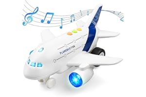 VICTOB Airplane Toys for Toddlers, Friction Powered Toy Plane for Kids, Aircraft Toy Vehicles with Flashing Lights and Sounds for Boys & Girls 3 4 5 6-9 Years Old