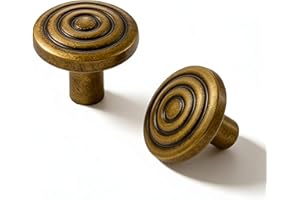 PXNTLA Antique Brass Cabinet Knobs, Circular Wave Zinc Alloy Vintage Drawer Knobs for Kitchen Bathroom Cupboard Drawer Hardwa