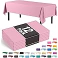 Exquisite 12-Pack Premium Plastic Tablecloth 54in. x 108in. Rectangle Table Cover - Pink