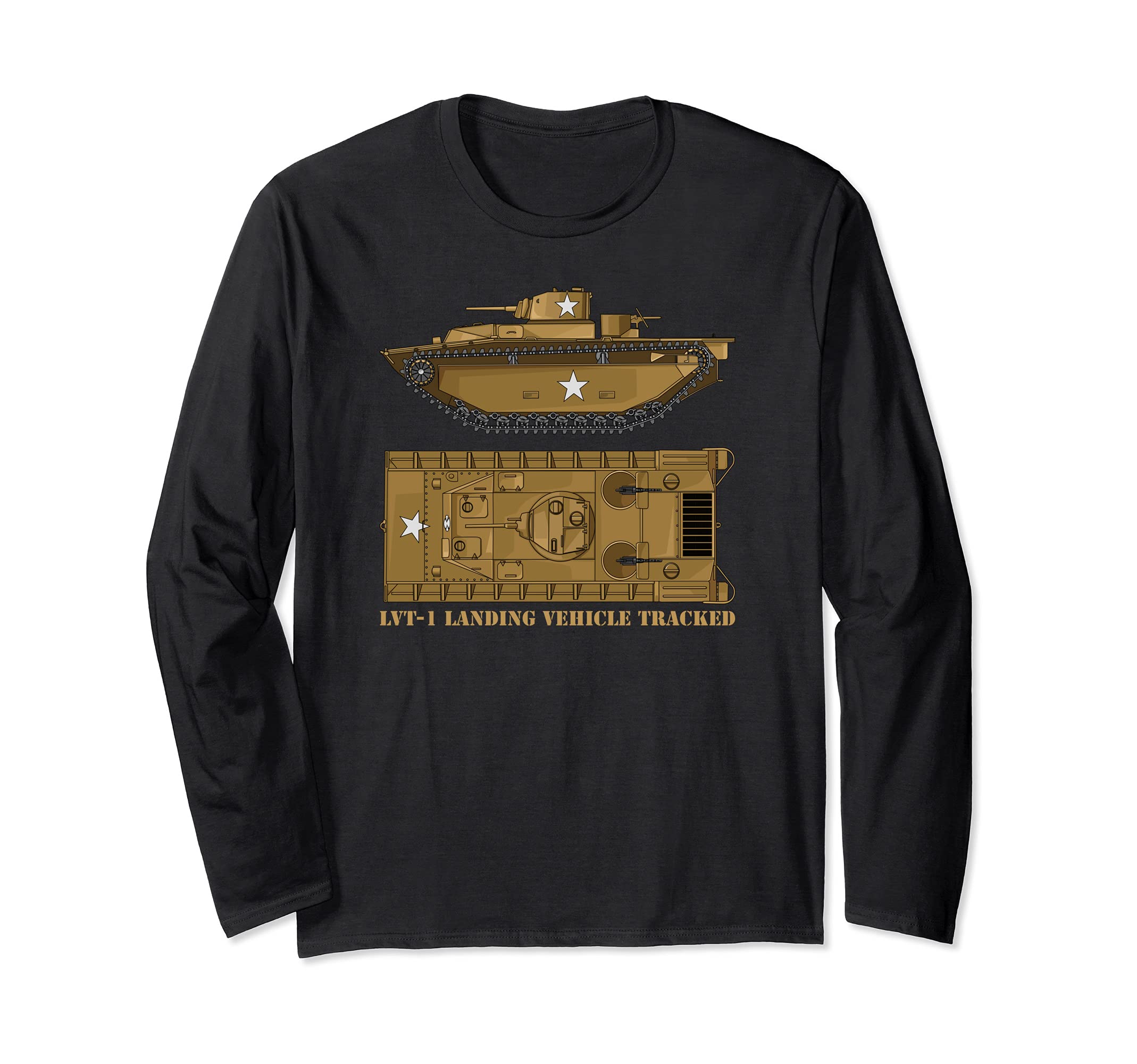 LVT-1 Landing Vehicle Tracked American WW2 Diagram Long Sleeve T-Shirt