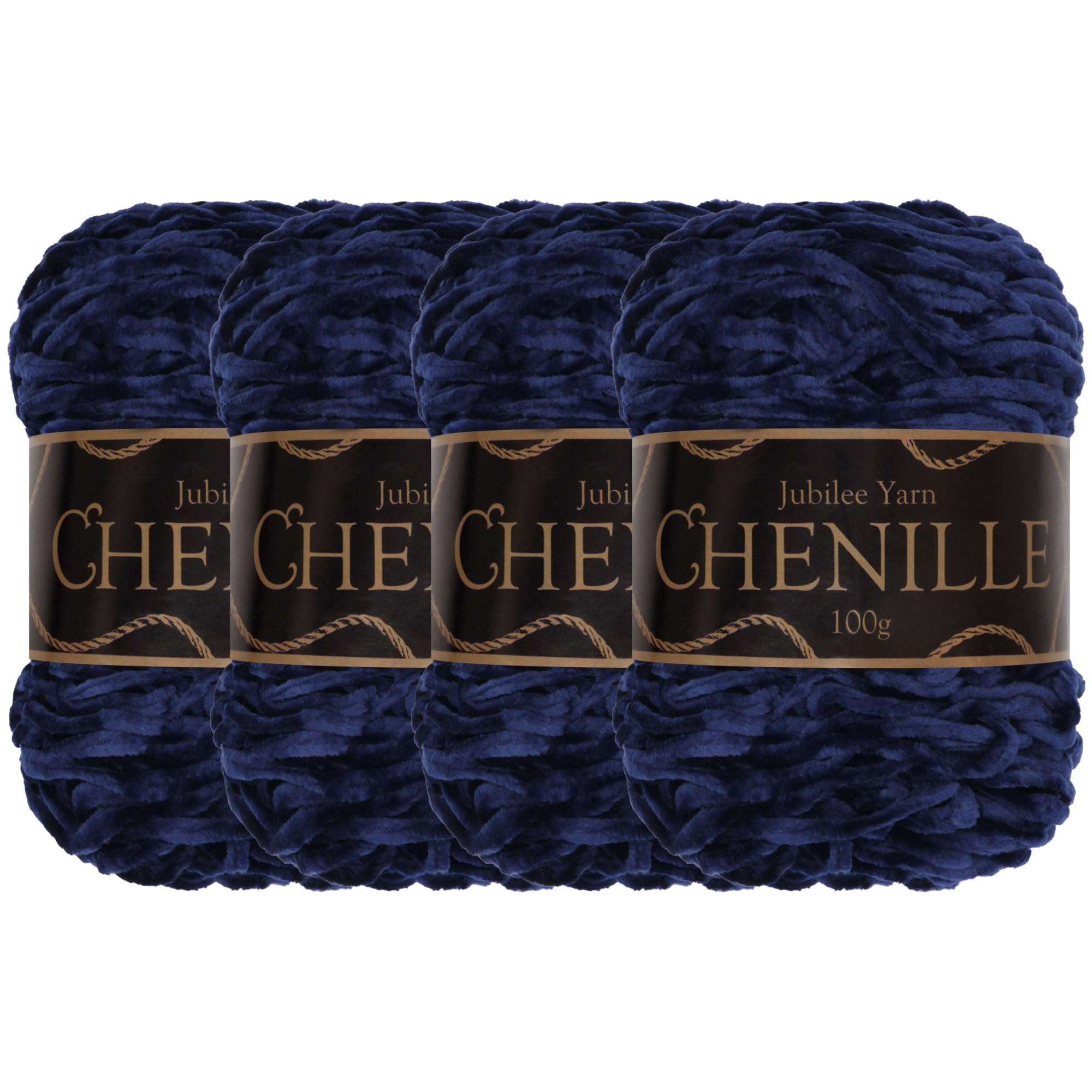 JubileeYarn Chenille Yarn - Worsted Weight - 100g/cake - Heart of The Ocean - 4 Cakes