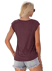 AUSELILY Womens Cap Sleeve T-Shirt Casual Loose Fit