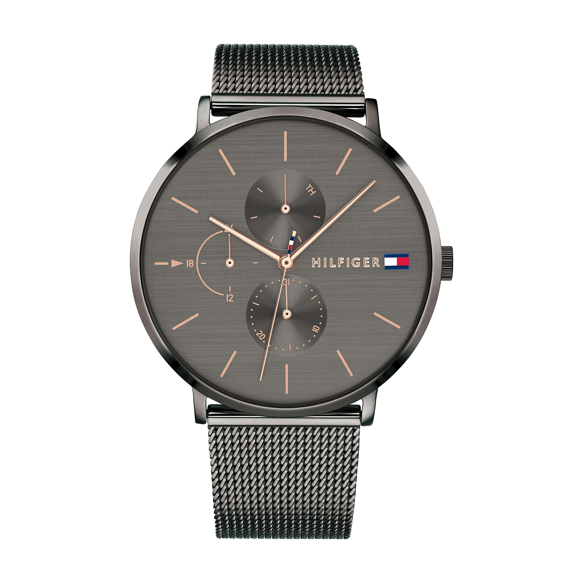 Tommy Hilfiger Women's 40mm Multifunction Quartz Watch - Grey Dial, Stainless Steel Mesh Bracelet, 3 Sub-Dials, 3ATM Water Resistant - 1781945