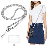 AOPNN Crossbody for Phone Lanyard Chain Water Diamond Universal Lanyard Suitable for most mobile phones and bags (Silver)