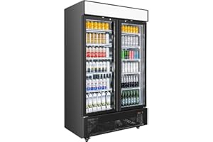 BINGERMA Commercial Merchandiser Display Refrigerator 40 Cu.ft. with 2 Glass Doors ETL Drink Cooler Beverage Fridge for Bars,Restaurants, Convenience Stores, Supermarkets and Offices