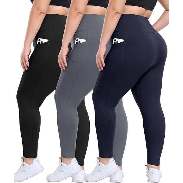 Pack 3 Leggings VALANDY Creamlush Mujer - Tallas Grandes L-5XL, Cintura Alta, Tela Suave