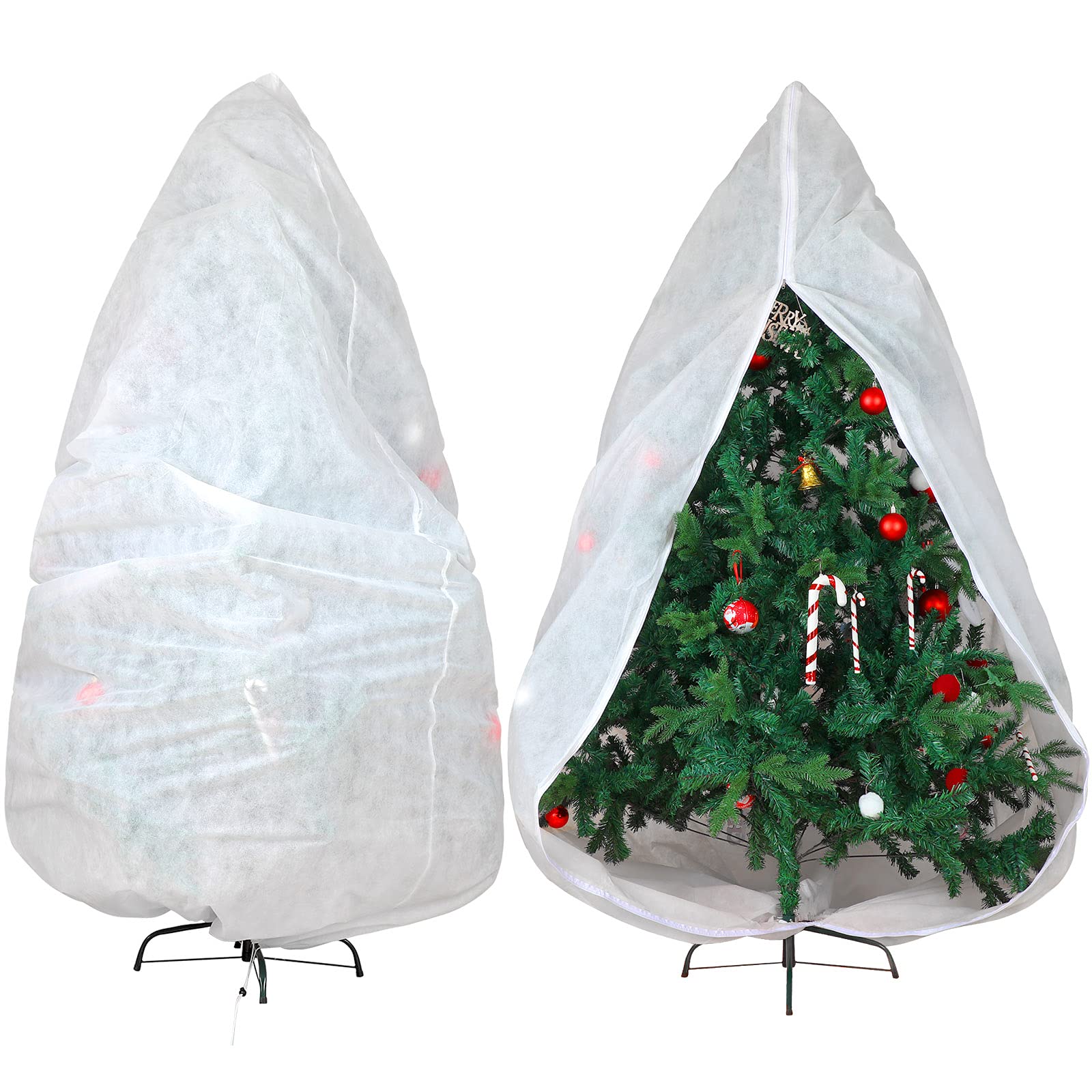 Shappy Christmas Tree Storage Bag 9 x 6 Feet Xmas Tree Cover Upright Dust Proof Bag with Zipper & Drawstring for Xmas Dust-proof Christmas Fully Decorated Artificial Cover (White)