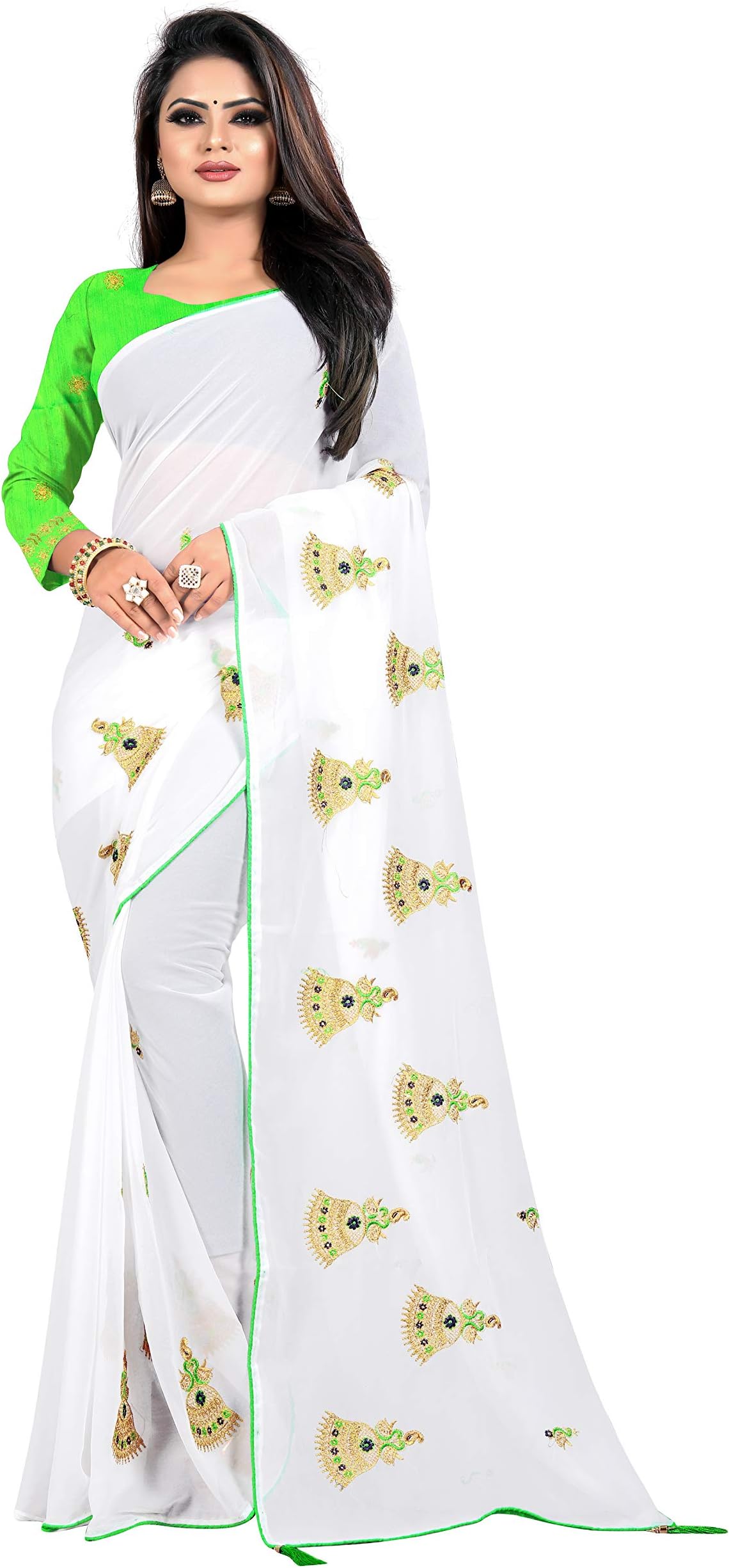 Ayush Creation Embroidered Georgette Saree (Multicolor)
