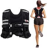 Weighted Vest, 5lb/10lb/12lb/15lb Weight Vest with Reflective Stripe for Women, Men, Rucking Vest for Walking Strength Training Running, Workout, Jogging