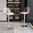 Cxlly Acrylic Swivel Barstools Set of 2, PU Leather Seat with Clear Back, Armless Hydraulic Kitchen Counter Height Bar Stools,for Kitchen,Restaurant,Bar (Color : Clear+Pink)