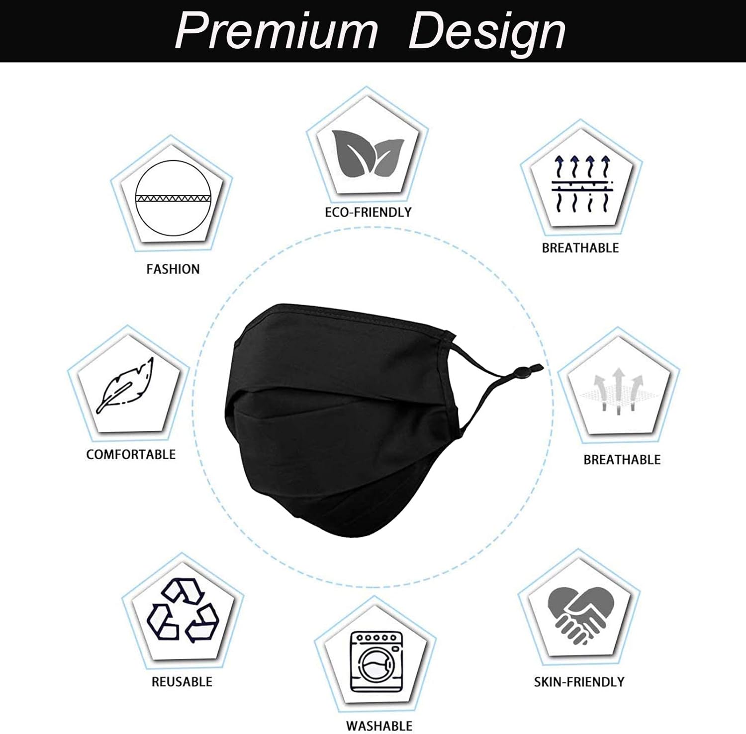 Beards Face Mask Mens Large Black Cloth with Nose Wire Big Extra Large XL Comfortable Washable Reusable Fashion Cotton Fabric Bulk Women Sports Workout Navy Grey XXL Adjustable Designer Mascarilla : Sports & Outdoors