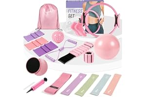 Pilates Workout Kit for Women，20PCS Pilates kit for Home Workouts with 12“Pilates Ring and Ball，Resistance Bands, Ankle Weigh