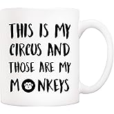 5Aup Christmas Gifts Funny Quote Coffee Mug, This Is My Circus and Those Are My Monkeys Novelty Ceramic Cups 11Oz, Unique Birthday and Holiday Gifts for Daughter Teacher Friend