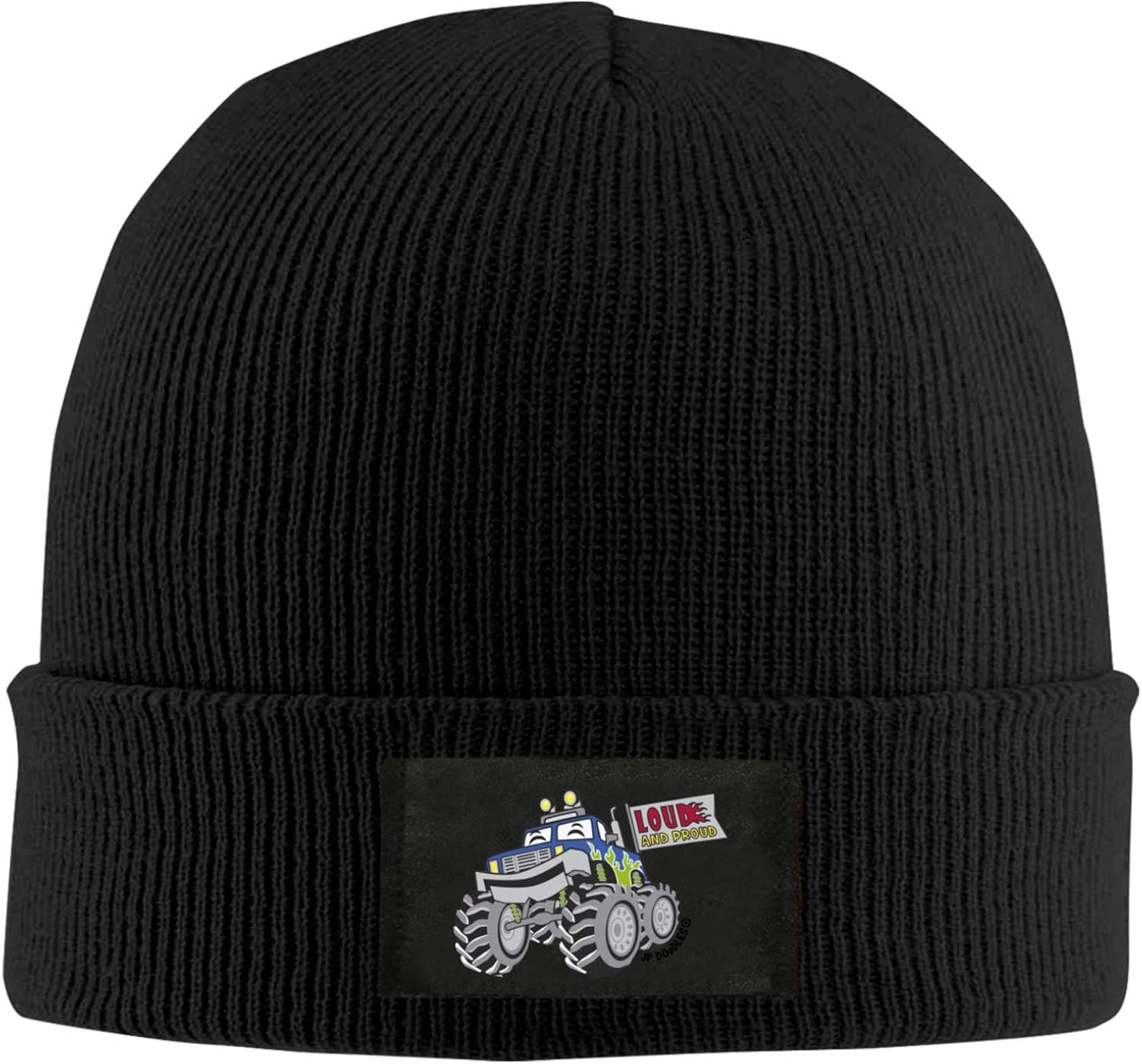 Monster Truck Stretchy & Soft Knit Beanie Hat Slouch Skull Cap for Men & Women Black