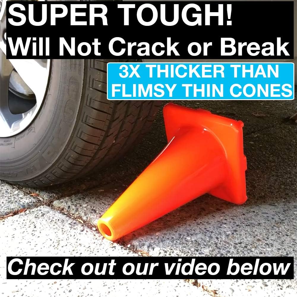 Heavy & Tough Cones - Won't Fly Away in Wind or Crack/Break - LVL10 Pro Training Cones - 12" Size - 4 Cones : Sports & Outdoors