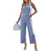 luvamia Wide Leg Overalls for Women Denim Loose Fit Baggy Bib Adjustable Cropped Casual Stretchy Jean Jumpsuit Overall