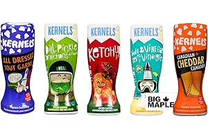 Popcorn Seasoning Variety Bundle. Includes (5) Different Flavours of Kernels Popcorn Seasoning: All Dressed, Dill Pickle, Ket
