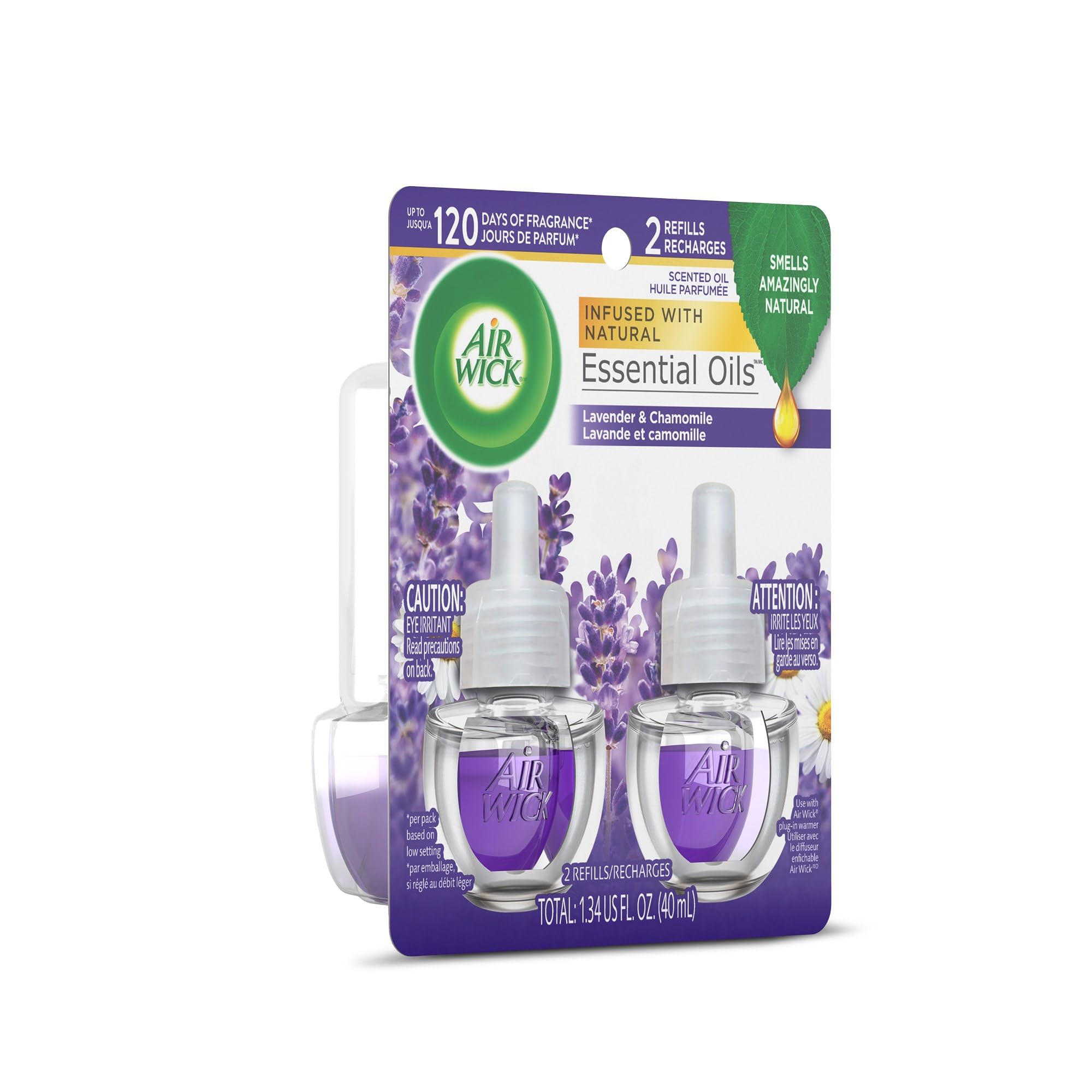 Air Wick Plug in Scented Oil Refill, 2ct, Lavender & Chamomile, Essential Oils, Air Freshener