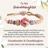 37JEWELRY Peach Blossom Knot Bracelet, Granddaughter Daughter Mother Grandma Nana Adjustable Handmade Woven Braided Bracelets for Women with Chooseable Full-Designed Card