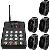 Retekess TD154 Waitress Pager System, Restaurant Pagers, 5 Watch Receivers | for Hotel, Kitchen, Church Nursery, 1312ft Long Range, IPX7 Waterproof, 3 Operating Modes, Built-in 7 Languages