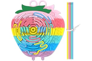 SIFONOL Silicone Sensory Activity Board,Double-Sided Busy Board for Fine Motor Skill,Fidget Toy for Calming, Stress, Anxiety, ADHD , Autism , Silent, No Mess , Kids 3+ & Adults(Strawberry,Colorful)