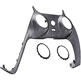 eXtremeRate Brushed Silver Decorative Trim Shell Compatible with p s 5 Controller, Soft Touch DIY Replacement Clip Shell, Custom Plates Cover Compatible with p s 5 Controller with Accent Rings
