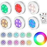 Puck Lights Battery Operated, Under Cabinet Lighting GANA 6 Pack Color Changing Puck Lights Under Cabinet Lighting Battery Po