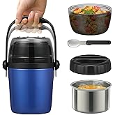 Soup Thermo for Hot Food Adults & Kids 32oz Lunch Containers Wide Mouth, Insulated Food Jar 100% Leak-Proof Double-Layer Stainless Steel Lunch Box with Spoon BPA Free (Blue)