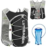 Azarxis Hydration Backpack 5L Running Vest Lightweight Breathable Nylon Daypack with 2L Water Bladder for Women Men Trail Race Marathon Jogging Hiking Climbing Biking (Black with 2L Water Bladder)