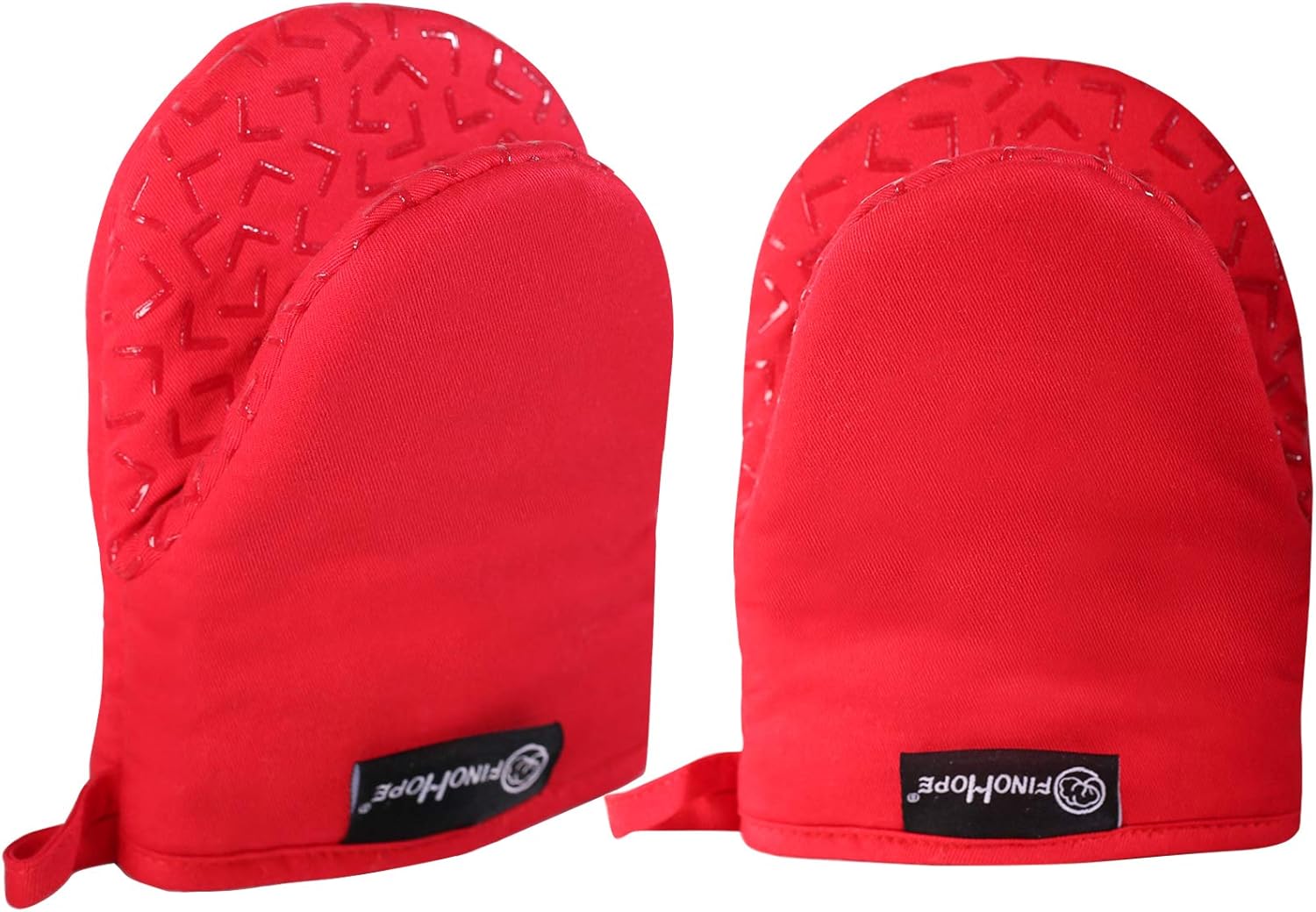 Mini Oven Mitts Half Size Heat Resistant Little Oven Gloves for Kitchen Baking Cooking, Red