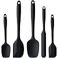 Silicone Spatula Set, 5 Piece Food Grade Rubber Spatulas for Baking, Cooking, and Mixing High Heat Resistant Non Stick Dishwasher Safe BPA-Free (Black)