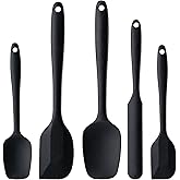 Silicone Spatula Set, 5 Piece Food Grade Rubber Spatulas for Baking, Cooking, and Mixing High Heat Resistant Non Stick Dishwa