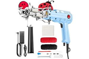 Tufting Gun, Rug Tufting Gun Cut Pile Loop Pile 2 in 1, Riiai AK-III Pro Tufting Gun Kit with Speed Adjustable, Feels Lighter,More Safer,Fashion Design,Low-Maintenance, Beginners Recommend(Baby Blue)