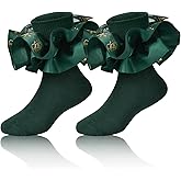 WBZOTSS Toddler Lace Ruffle Socks with Cute Snowflake Polka Dot Ruffle Socks for Girls Turn Cuff Frilly Dress Socks