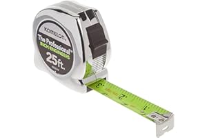 Komelon 425IEHV High-Visibility Professional Tape Measure Bother Inch and Engineer Scale Printed 25-Feet by 1-Inch, Chrome