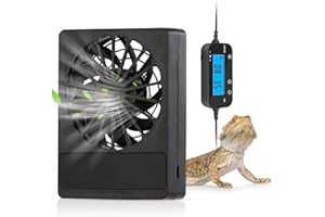 RUNWUSHENG Reptile Fan with Timer,Dehumidifier for Rainforest Terrarium Vivarium, Improving Air Circulation for Amphibians, Reptiles, and Snakes